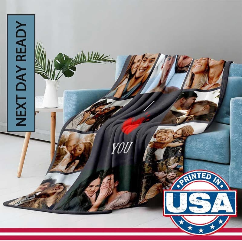 Personalized Photo Blanket for Couples – Next Day Shipping