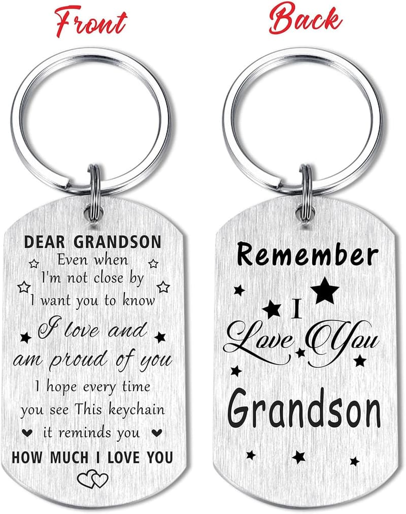 Dear Grandson Keychain - I Love You Birthday Gift
