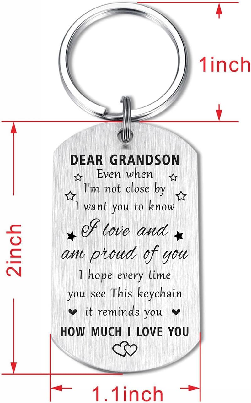 Dear Grandson Keychain - I Love You Birthday Gift