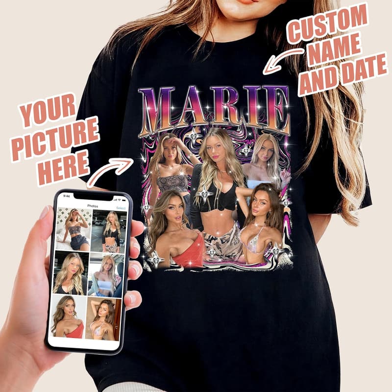 Custom Face Vintage Graphic Tee for Boyfriend/Girlfriend - Birthday Gift