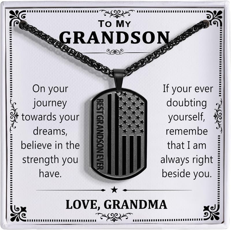 Father's Day American Flag Dog Tag Necklace for Men