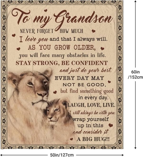 Grandson Birthday Blanket - Cozy Throw Gift from Grandma/Grandpa