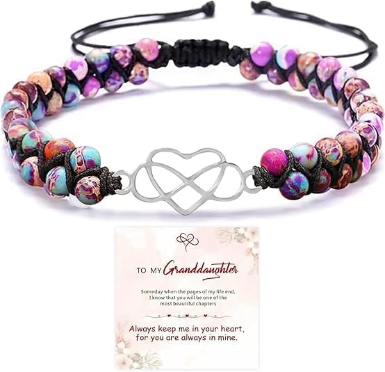 Natural Emperor Jasper Beaded Wrap Bracelet for Granddaughter