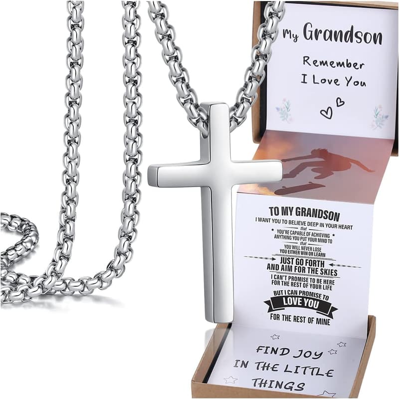 Graduation Cross Necklace Gift for Son/Dad with Gift Box