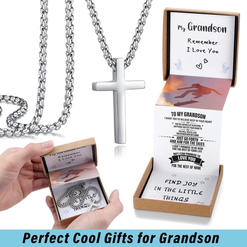 Graduation Cross Necklace Gift for Son/Dad with Gift Box