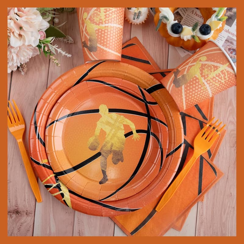 Basketball Birthday Party Tableware Set for Kids