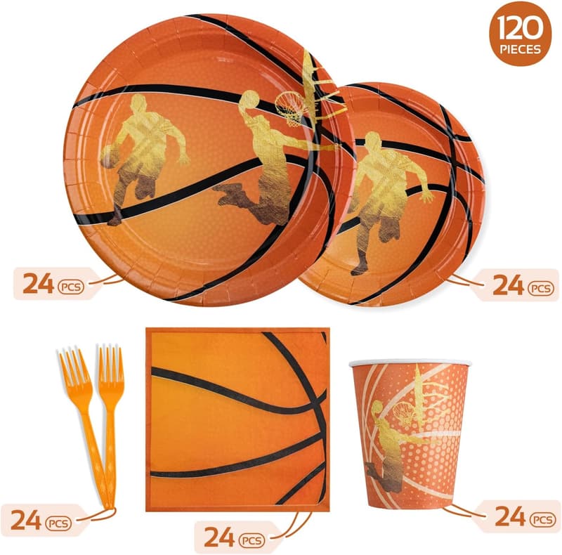 Basketball Birthday Party Tableware Set for Kids