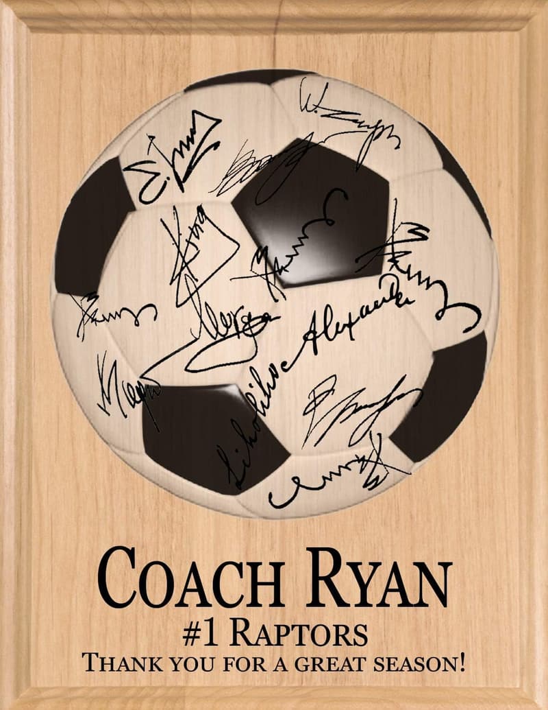 Personalized Soccer Coach Plaque - Solid Wood Recognition Award