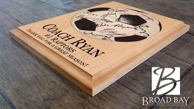 Personalized Soccer Coach Plaque - Solid Wood Recognition Award