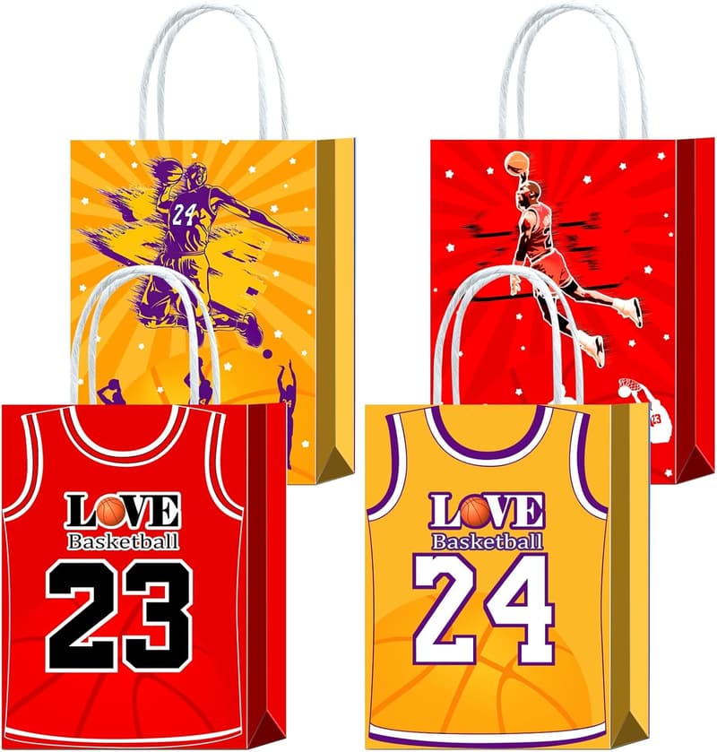 Basketball Birthday Party Favor Bags - 16 Pieces with Handles