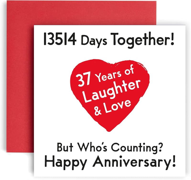 37th Anniversary Card - Premium Illustrated Design for Couples