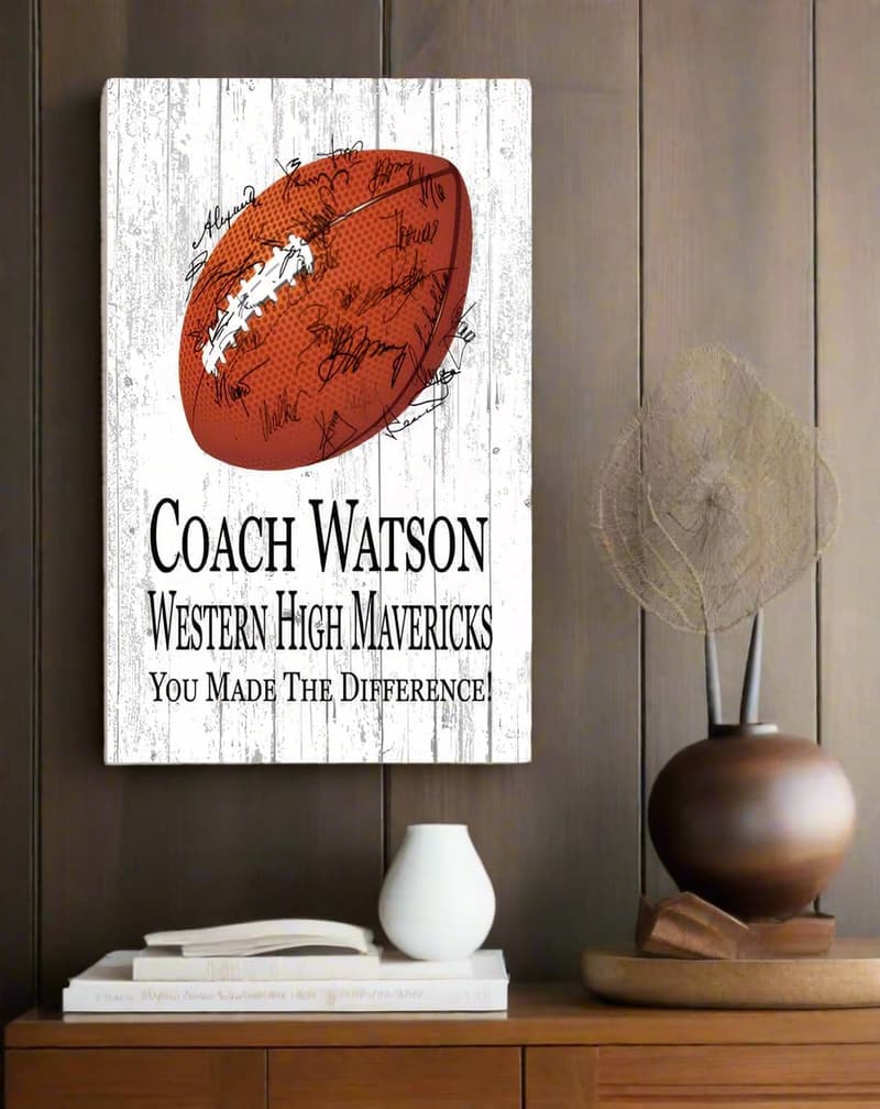 Personalized Football Coach Plaque for Team Signatures