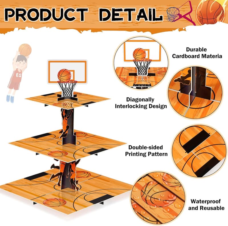 Basketball Theme Cupcake Stand for Teen Sports Party
