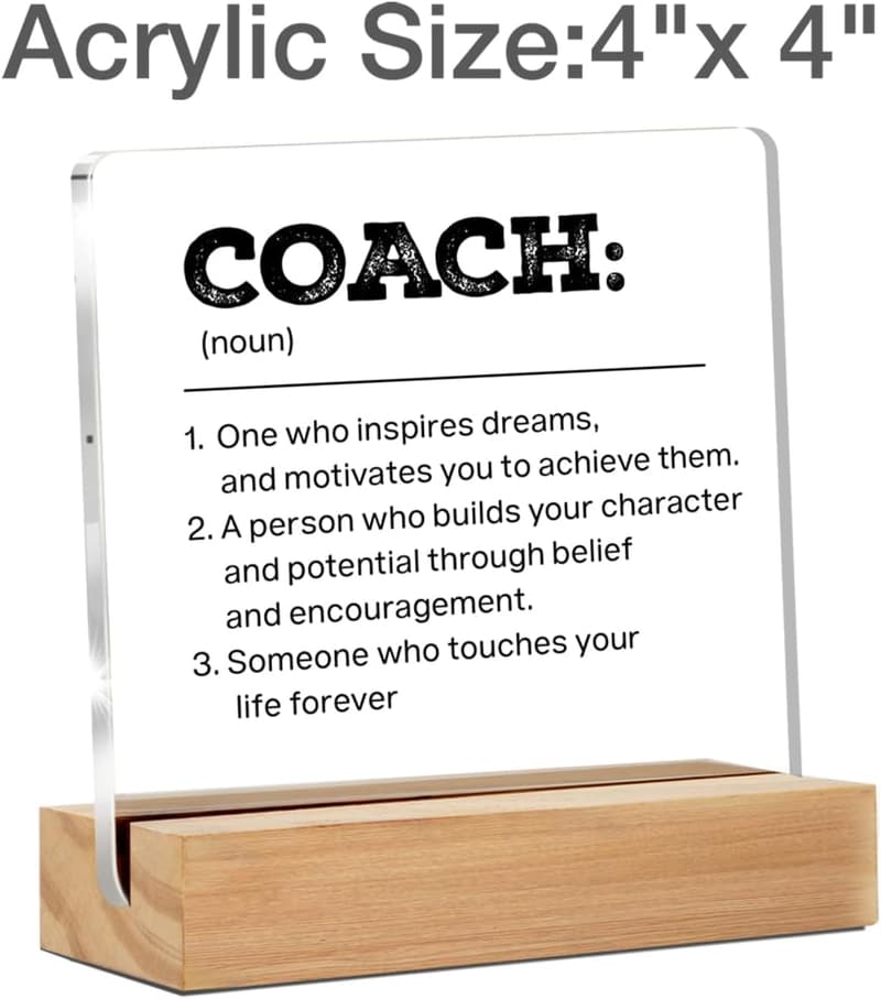Thank You Gifts for Coaches - Clear Desk Sign Decor
