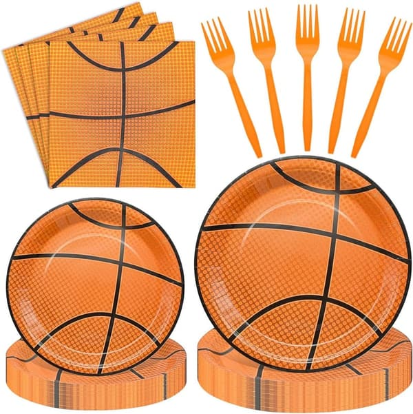 Basketball Party Tableware Set for 24 Guests - 96 Pieces