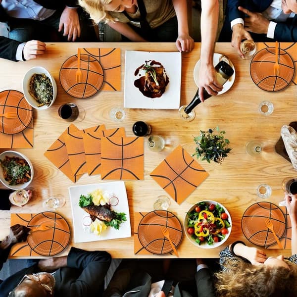 Basketball Party Tableware Set for 24 Guests - 96 Pieces