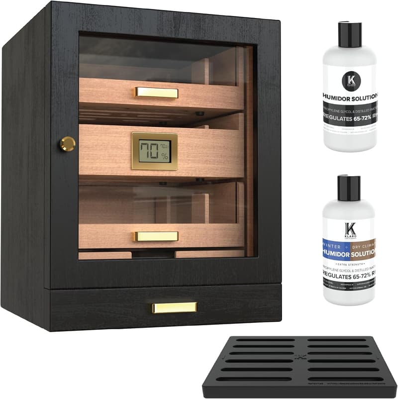 Luca Cigar Humidor Cabinet with Glass Display and Hygrometer