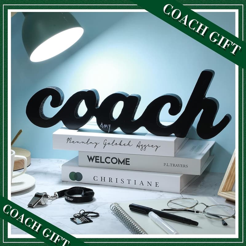 Thank You Gift for Coach - Personalized Black Wood Sign and Whistles