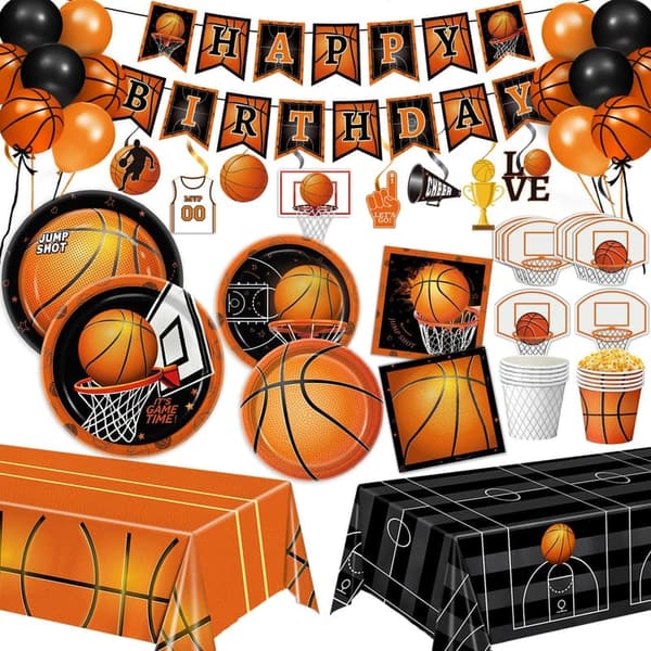 Basketball Birthday Party Kit - 155 PCS Decorations for 24 Guests