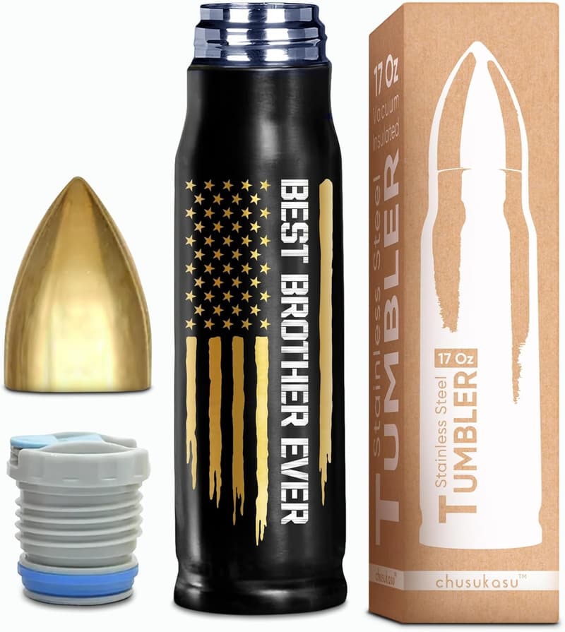 Father's Day Bullet Tumbler for Brother, 17oz Matte Black
