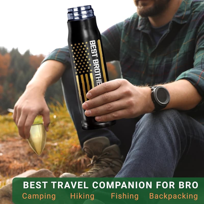 Father's Day Bullet Tumbler for Brother, 17oz Matte Black