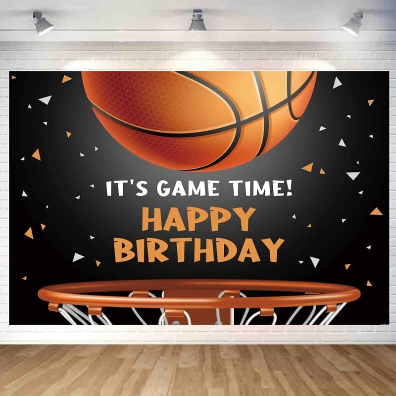 Basketball Birthday Banner Backdrop - 70.8 x 47.2 Inch