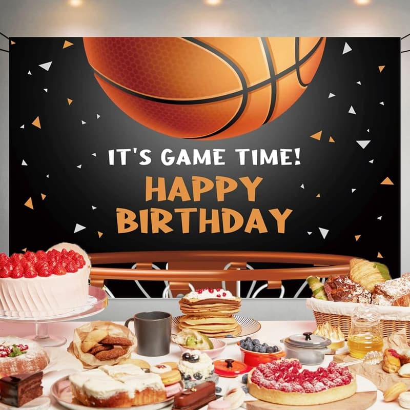 Basketball Birthday Banner Backdrop - 70.8 x 47.2 Inch