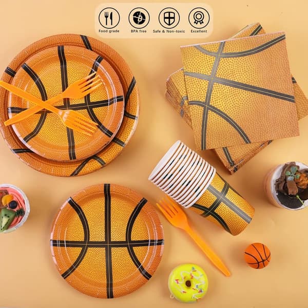 Basketball Birthday Party Supplies - 144 Dinnerware Set for 24