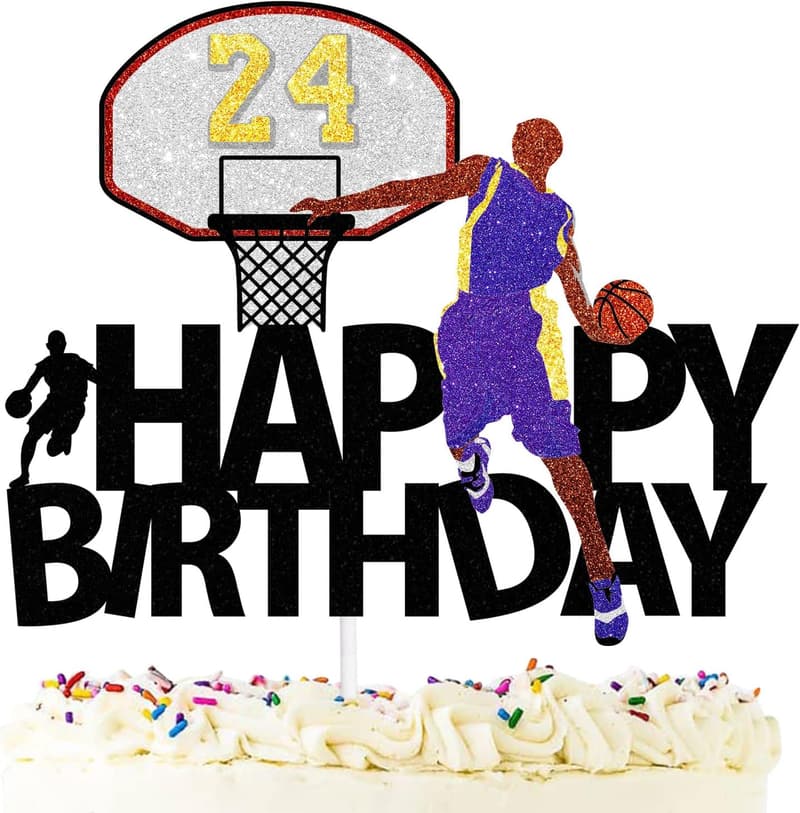 Birthday Basketball Cake Topper - Party Decorations for Kids