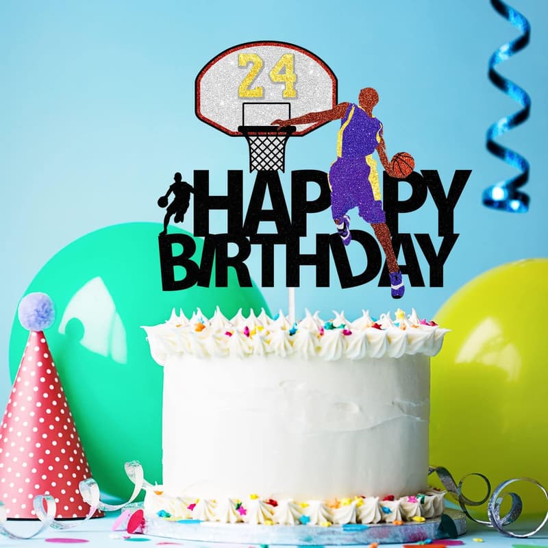 Birthday Basketball Cake Topper - Party Decorations for Kids