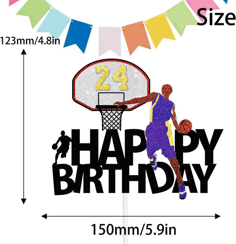 Birthday Basketball Cake Topper - Party Decorations for Kids