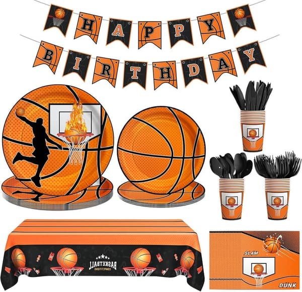 Basketball Birthday Party Decorations Set for 24 Guests