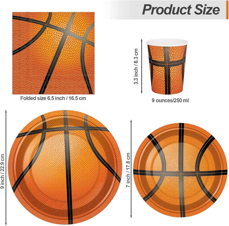 Basketball Birthday Party Supplies Set for 24 Guests