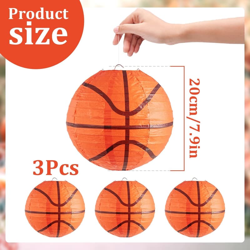 Basketball Birthday Party Paper Lantern Centerpieces - 3 PCS