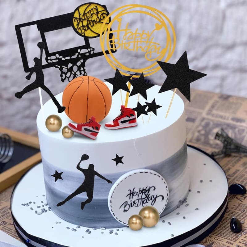 Basketball Themed Cake Toppers - 17pcs Party Decorations