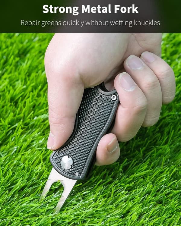 Foldable Metal Golf Divot Repair Tool with Magnetic Marker