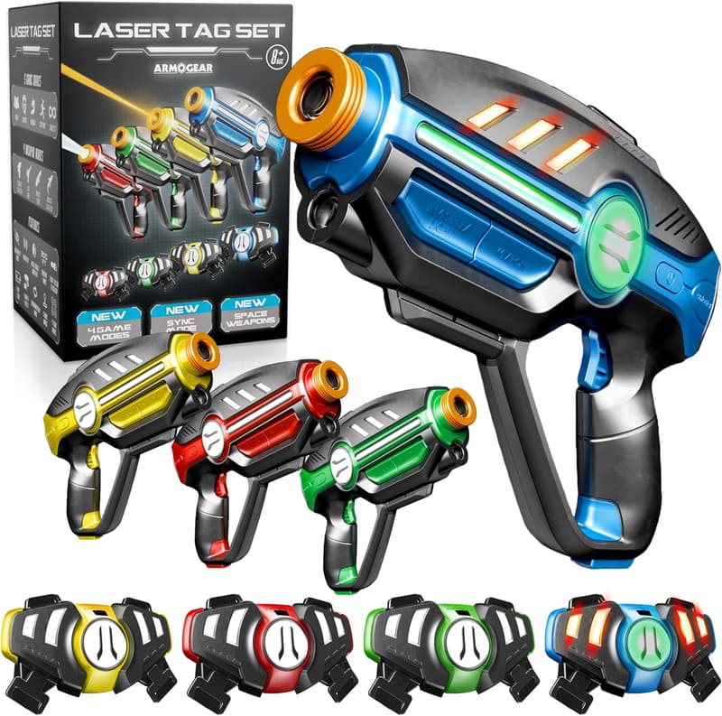Laser Tag Set for Kids & Teens - 4 Blasters with Multi-Game Modes