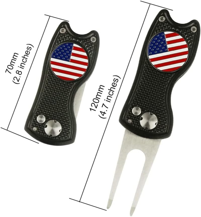 Foldable Golf Divot Repair Tool with Marker