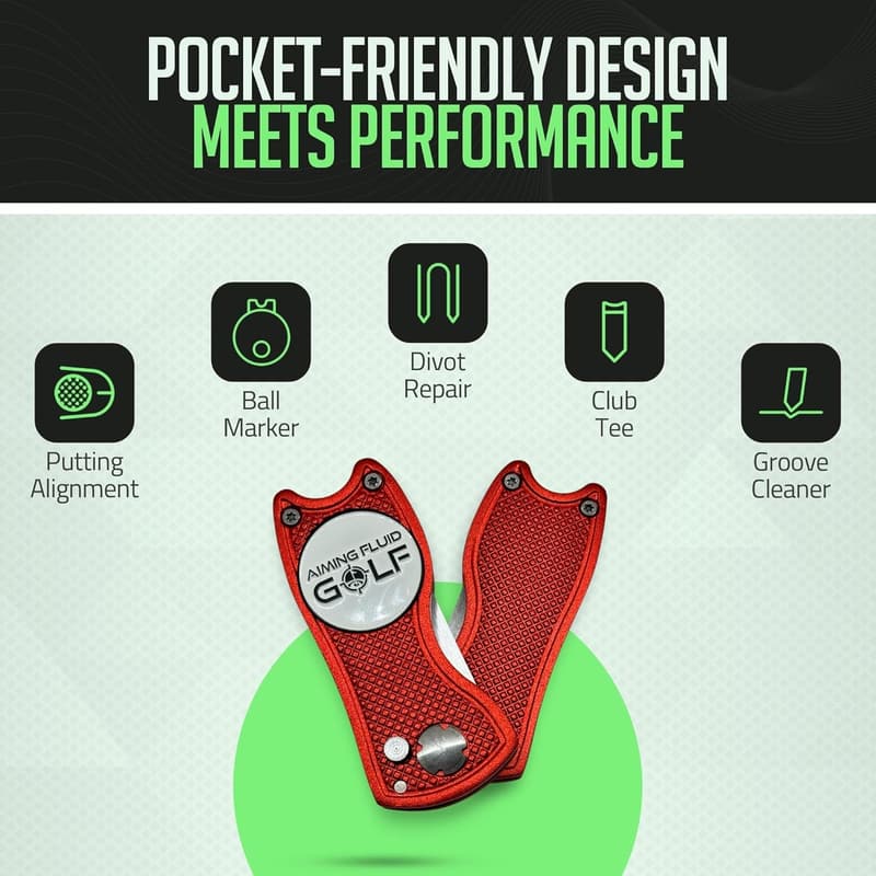5-in-1 Golf Divot Repair Tool & Ball Marker - Switchblade Design