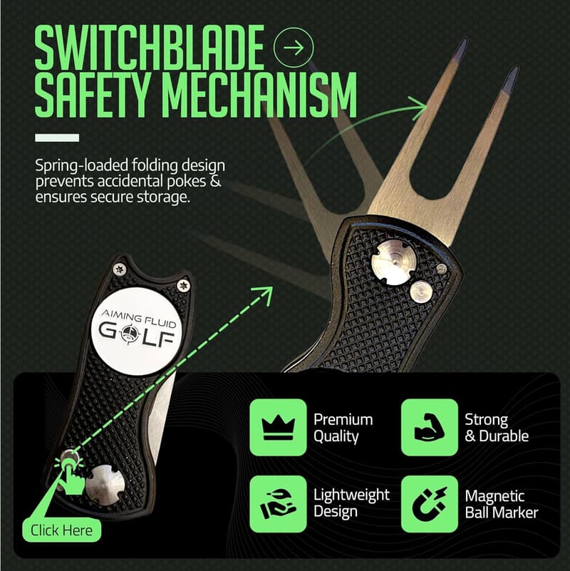 5-in-1 Golf Divot Repair Tool & Ball Marker - Switchblade Design