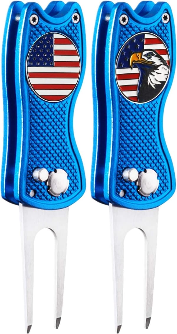 Foldable Stainless Steel Golf Divot Tool & Ball Marker Set
