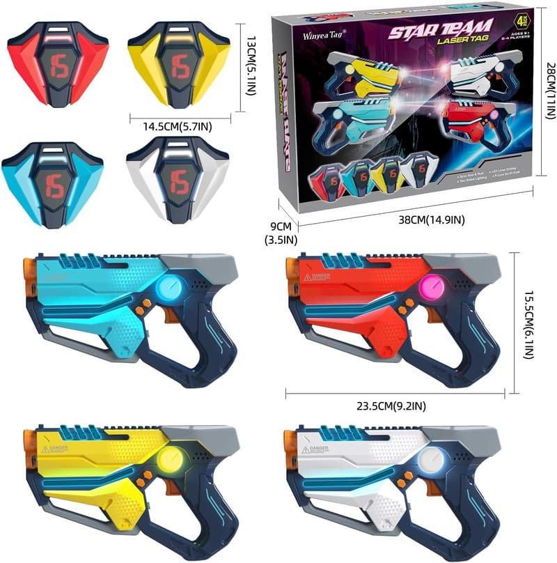 Laser Tag Set for Teens & Adults - 4 Guns with Vests
