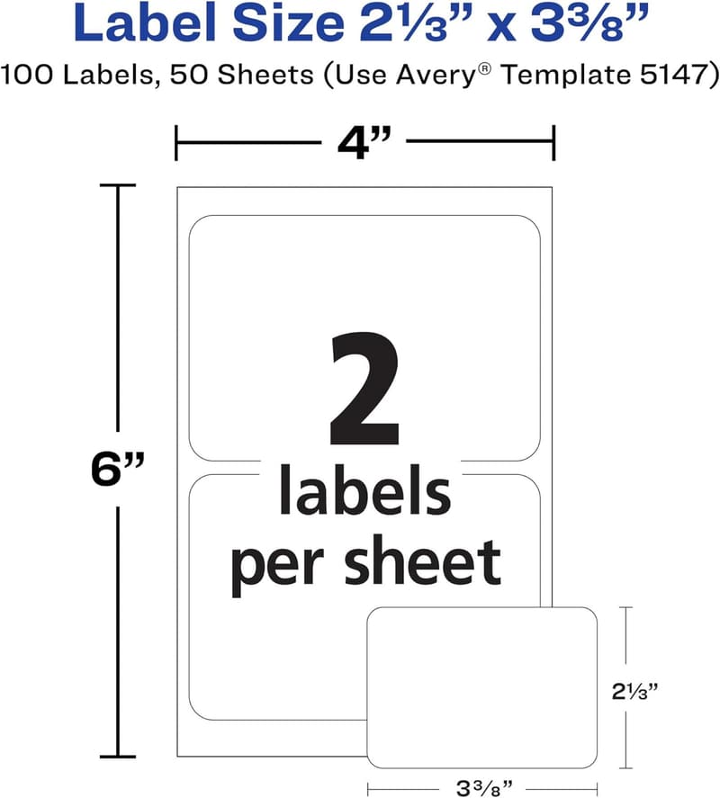 White Removable Name Tags, 1,800 Total, 100 per Pack