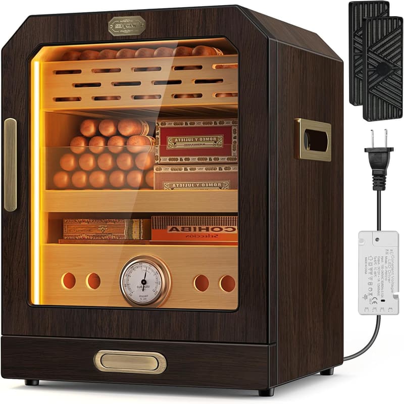 Large Capacity Desktop Cigar Humidor with Accessories – Holds 100-150 Cigars