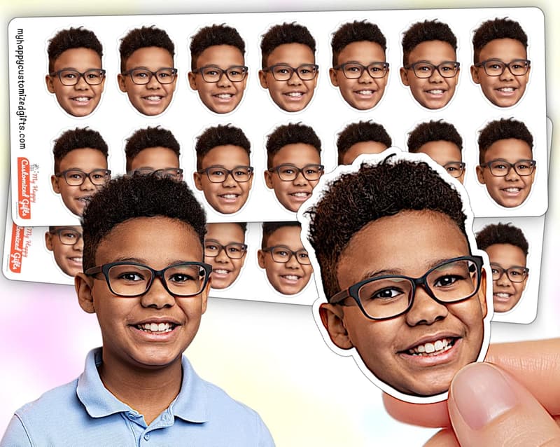 Customized Waterproof Die Cut Face Stickers - Fun Gift
