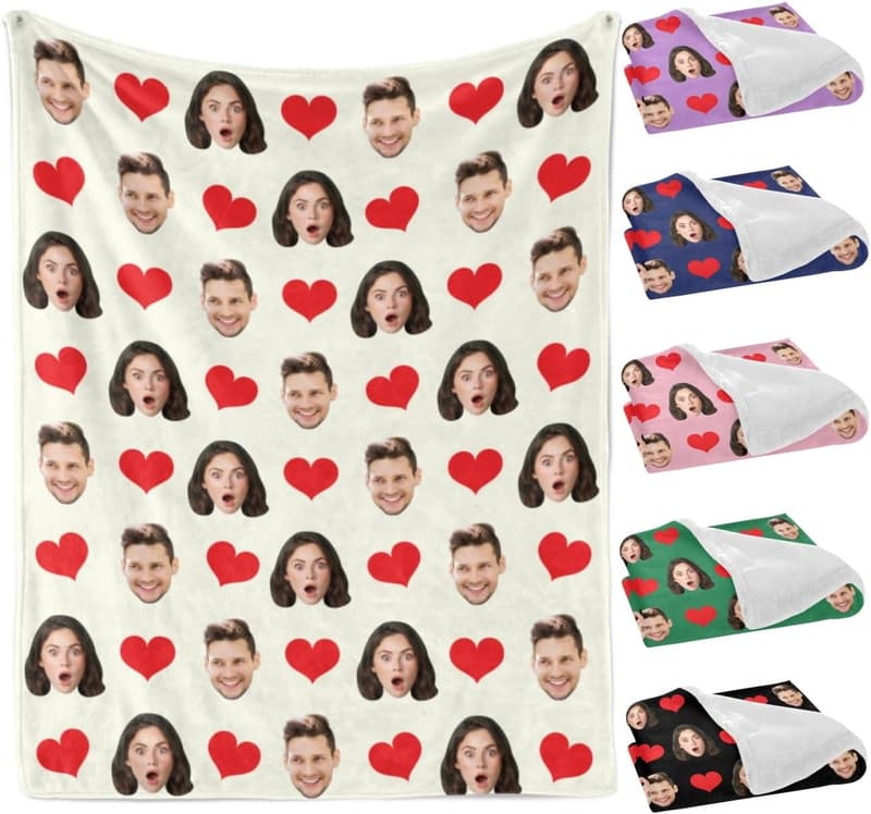 Personalized Photo Fleece Blanket Gift for Birthdays