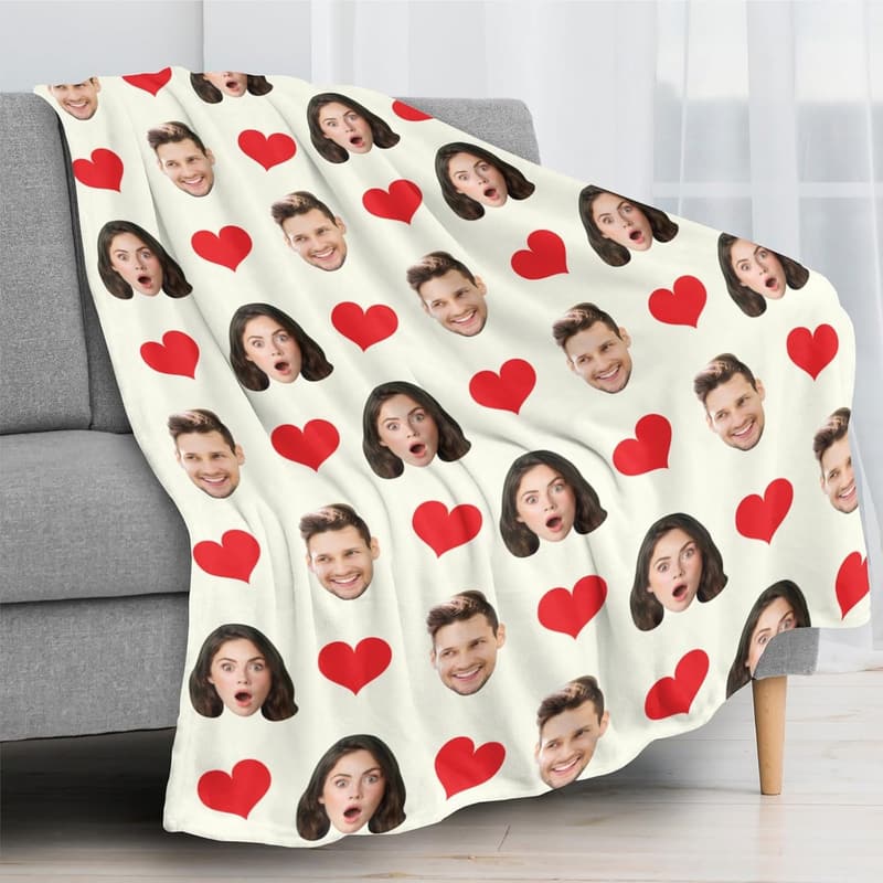 Personalized Photo Fleece Blanket Gift for Birthdays