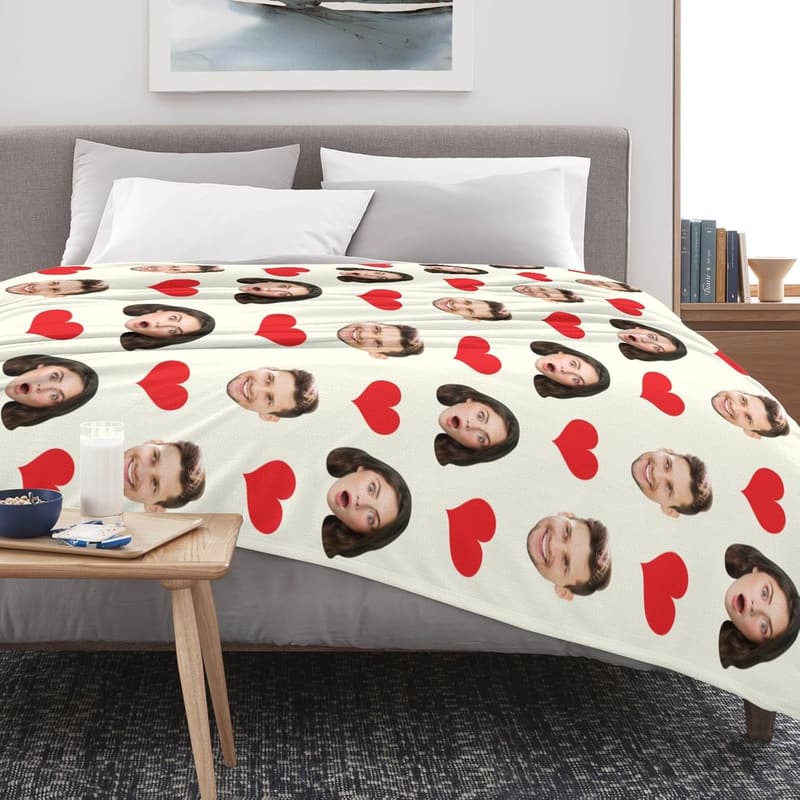 Personalized Photo Fleece Blanket Gift for Birthdays