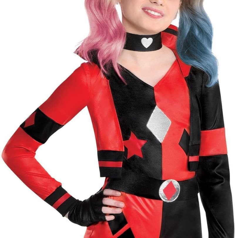 Harley Quinn Costume for Girls - Includes Romper, Choker & Gloves