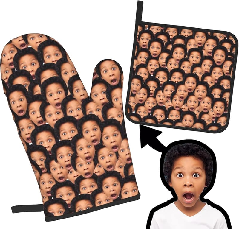 Personalized Hand Shaped Oven Mitts & Pot Holders Set